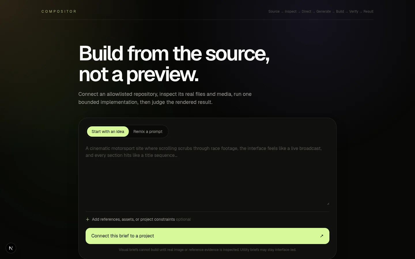 Compositor product design and web development portfolio screenshot by Sam Zamor