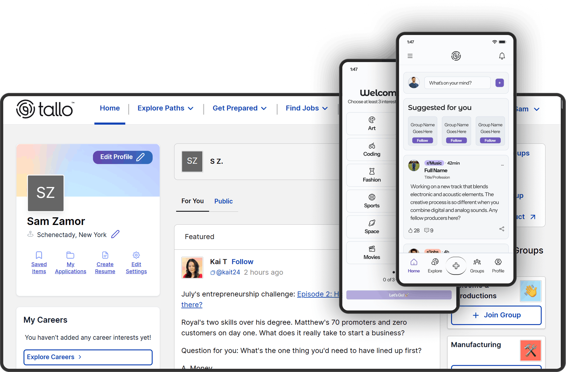 Tallo product design and web development portfolio screenshot by Sam Zamor